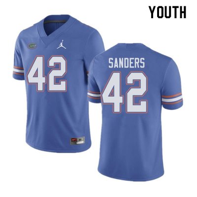 Youth Florida Gators #42 Umstead Sanders NCAA Jordan Brand Blue Authentic Stitched College Football Jersey DZV4162AN